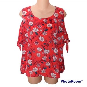 Cold Shoulder Floral Top. Honey Peace. XL